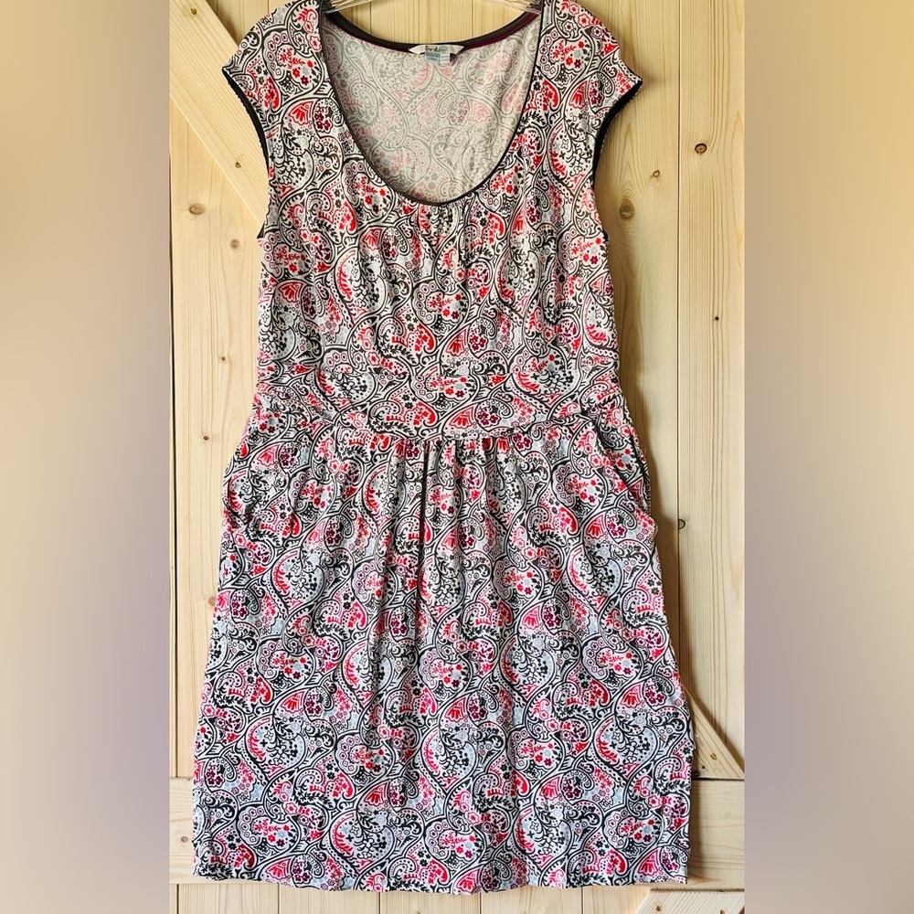 Boden Pink and Blue Sundress Cap Sleeve Scoop Neck Midi